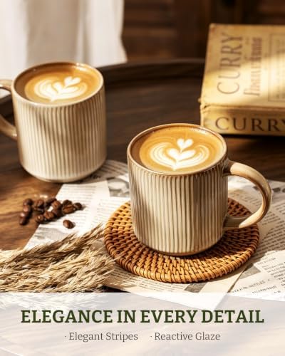 famiware Coffee Mug Set of 6, Star 12 oz Ceramic Mugs Cups Set with Handle - Image 2
