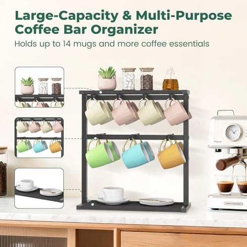 EsLuker.ly Coffee Mug Holder Cup Tree Rack for Coffee Bar Countertop - Image 3