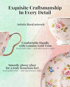 8oz Bone China Tea Cup and Saucer Set, Blush Beauty - Image 5