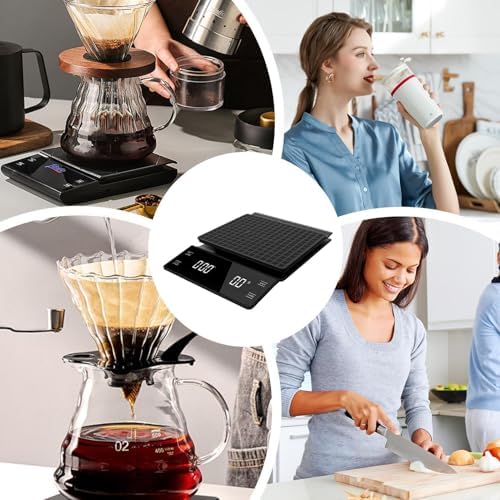 Cooking Scale - Meal Prep Scale, Compact Kitchen Scale | High Precision Scale, Coffee Scale with Timer, Digital espreso Scale, Touch Screen Coffee Scale, Multifunctional Kitchen Scale for Restaurant - Image 5