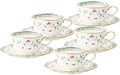 Noritake F59387A/4409 Cup & Saucer Set (Coffee/Tea Combination), 7.8 fl oz (220 cc), Flower Chesel, 5 Pieces, Bone China by Noritake