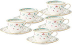 Noritake F59387A/4409 Cup & Saucer Set (Coffee/Tea Combination), 7.8 fl oz (220 cc), Flower Chesel, 5 Pieces, Bone China by Noritake
