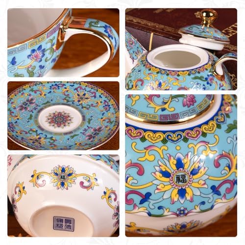 KAMMAK Tea for One Set, Ceramic Teapot, Bone China Tea Set, Cup and Saucer - Image 4