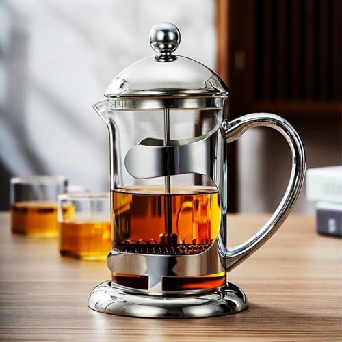 French Press Coffee Maker With 3 Filters Stainless Steel Coffee And Tea Maker,heat Resistant Borosilicate Glass Coffee Press, Multifunction Brewed Coffee Pot For Camping(/Silver B,800ml) - Image 2