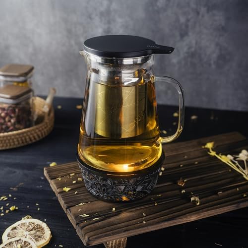 Elegant Glass Teapot with Built-In Tea Infuser & Stainless Steel Candle Warmer Base - 500ml, Premium Gift Set for Tea Lovers, Perfect for Brewing and Keeping Tea Warm (500ml) - Image 4