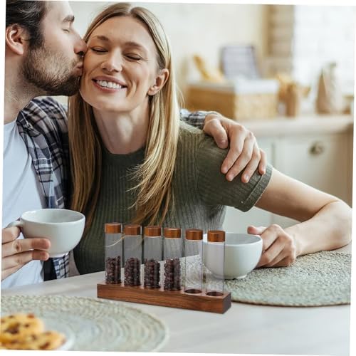 Glass Coffee Bean Container Storage Tubes with Wood Stand - Image 5