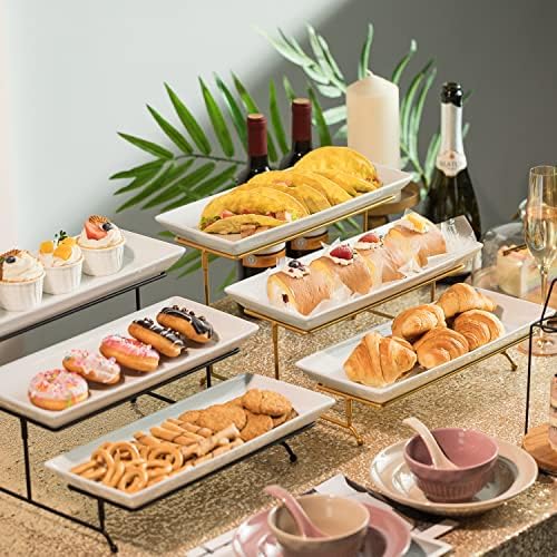 Gomakren 3 Tier Serving Stand, 14 Inch White Serving Platter with Trays & Pour Over Coffee Maker Single-Hole Cone, Ceramic Coffee Dripper - Image 3