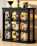Mug Shelf, Coffee Mug Shelf for Wall, Coffee Cup Display Shelf, Vintage Wall-Mounted Curio Case, Countertop Solid Wood Cup Rack for Living Room or Kitchen by Unknown