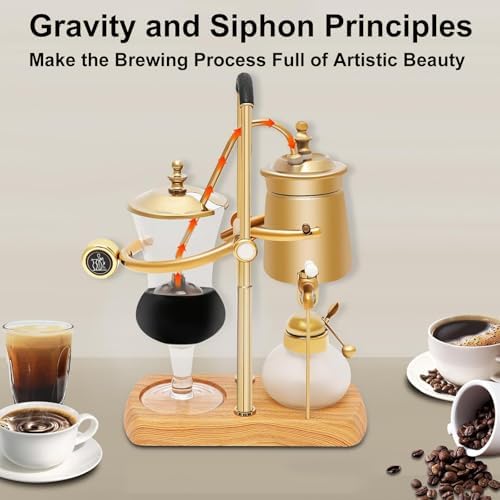 Belgium Luxury Royal Family Balance Syphon, Siphon Coffee Maker with Tee Handle, Elegant Retro-Style Design Vacuum Brewing Coffee Machine for Coffee Aficionados, Coffee/Tea Dual-Use - Image 3