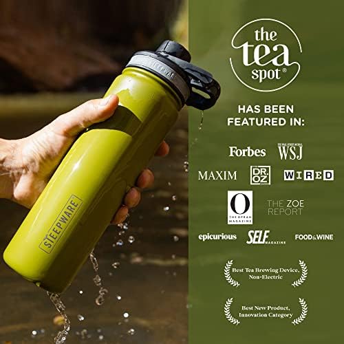The Tea Spot Steepware Tea Tumbler and Thermos, 22oz, Tea Bottle with tea infuser for loose leaf tea or iced coffee, Sleek Double Wall Tumbler & Insulated Travel Bottle - Olive - Image 5
