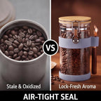uxcell Airtight Glass Canister with Bamboo Lid & Spoon, Glass Coffee Bean Storage Container 1200ml/40oz Kitchen Pantry Sealed Freshness for Grounds Tea Cereal Sugar, Purple - Image 2