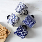 Selamica Ceramic 5 Oz Espresso Cups Set of 4, Vintage Blue - Image 6