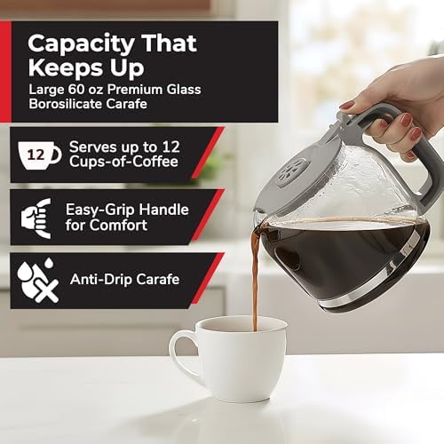 MUELLER HOME 12-Cup Drip Coffee Maker, Gray - Image 4