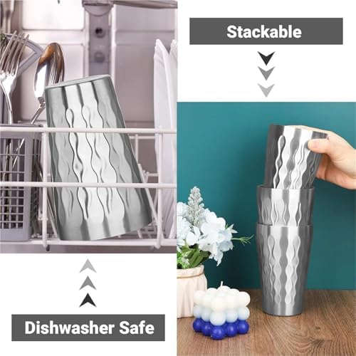 2 Pack Stainless Steel Mug Double Wall Metal Stackable Insulated Portable Drinking Cup Shatterproof Glasses(2pcs 300ML) - Image 4