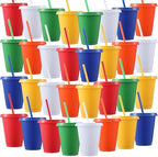 Sieral 30 Pack Reusable Plastic Cups with Lids Straws,Bright Colors by Sieral