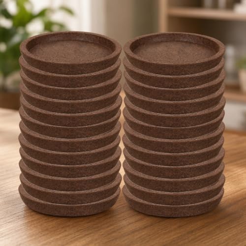 24pcs Round Cork Coaster Set - Absorbent & Heat-Insulation, Raised Edge, - Image 3