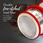 Simpli Press French Press Coffee & Tea Maker - Easy Cleanup & Customizable Smooth Coffee - Patented - Plastic-Free Premium Stainless Steel 34 oz - Red Color - Image 5