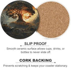 Natural Beauties Coasters Round Coasters Set Ceramic Stone Coaster with Cork Base Coffee Cup Beverage Cup Mat Cute Funny Table Drinks Coaster for Mugs and Cups Office Kitchen - Image 6