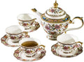 ACMLIFE Fine Bone China Tea Set, 13-Piece English Tea Set for Adults, Afternoon Tea Sets for Women Tea Party or Gift Giving, Pink and Gold by ACMLIFE
