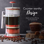 Simpli Press French Press Coffee & Tea Maker - Easy Cleanup & Customizable Smooth Coffee - Patented - Plastic-Free Premium Stainless Steel 34 oz - Red Color - Image 2