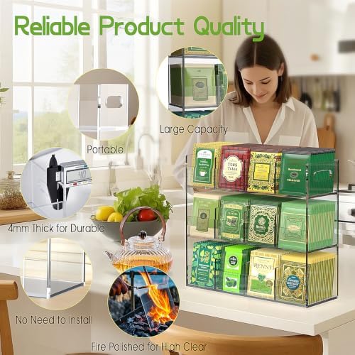 Jumyee 12 Compartment Acrylic Tea Bag Organizer Display - Image 5