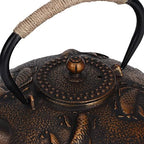 Cast Iron Teapot, Tea Pot, Japanese Pot, 0.9L Retro Iron Elegant Kettle, Household Handle Water Tea Pot Collection with Lid, Tea Kettle for Boiling Hot Water Tea - Image 6