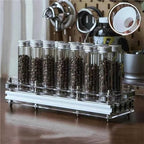 Single Dose Coffee Bean Storage, 14Pcs Glass Tubes Coffee Bean Cellars, With One-Way Exhaust Valve, Metal Stand And Hopper, Single Bottle Capacity 20-22g, For Coffee Storage(Black) - Image 7