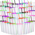 Honeydak 60 Pack Plastic Cups with Lids Straws,Pretty Color by Honeydak