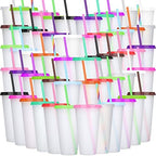 Honeydak 60 Pack Plastic Cups with Lids Straws,Pretty Color by Honeydak