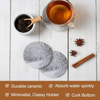 Winter Snow-Covered Trees Coasters for Drinks, Set of 8 Natural Landscape Snow Path Absorbent Ceramic Coaster with Cork Base Decor for Wooden Table & Bar, Housewarming Gift Home Decor - Image 2