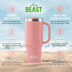 Beast 50 oz Tumbler with Handle Stainless Steel Vacuum Insulated Coffee Ice Cup Double Wall Travel Flask (Blossom Pink) - Image 6
