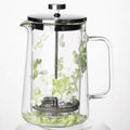Glass French Press Coffee Maker 34oz, Embedded Dried Flower Double Wall Borosilicate Coffee Press, No Plastic, 4-Level Stainless Steel Filter for Tea & Cold Brew, Cute Decorative Design by Unknown