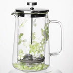 Glass French Press Coffee Maker 34oz, Embedded Dried Flower Double Wall Borosilicate Coffee Press, No Plastic, 4-Level Stainless Steel Filter for Tea & Cold Brew, Cute Decorative Design by Unknown