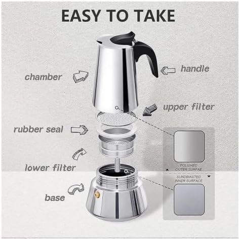 Stainless Steel Moka Pot 100-600ml Stovetop Espresso Maker Barista - Image 6