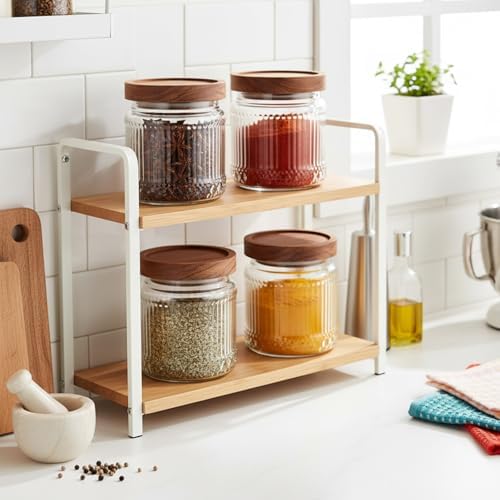 6 Pcs 500ml/17 oz Vintage Glass Jars with Wood Lids - Image 5
