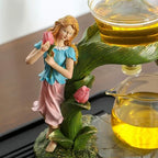 Glass Kungfu Teapot Set Tea maker with Infuser Semi Automatic Tea Set (Green girl) - Image 5