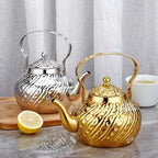 SANQIAHOME 2000ml stainless steel antique style teapot,with Infuser, thickened boiling kettle, lifting handle,Gold - Image 3
