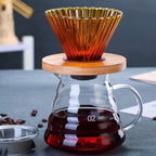 Baluue Household Coffee Dripper and Coffee Funnel Set Large High Borosilicate Glass with Wooden Base for Home Brewing - Image 7