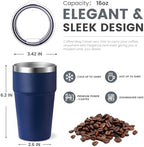 MEWAY 16oz Tumbler Double Wall Vacuum Insulated Travel Mug Bulk, Stainless Steel Tumblers with Lid, Powder Coated Coffee Cups for Cold & Hot Drinks (Navy,12 Pack) - Image 2