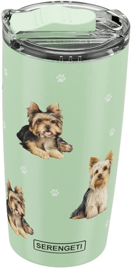 SERENGETI Yorkie 20 Oz. Stainless Steel, Vacuum Insulated Tumbler with Spill Proof Lid - 3D Print - Insulated Travel mug for Hot or Cold Drinks (Yorkie Tumbler) by ESPETS