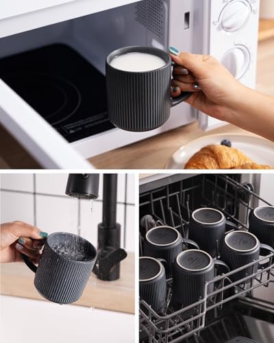 famiware Coffee Mug Set of 6, Star 12 oz Ceramic Mugs Cups Set with Handle - Image 3