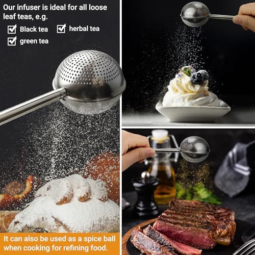 3Pcs Ball Tea Strainer with Long Handle for Loose Leaf Tea and Mulling Spices Stainless Steel Tea Infuser Tea Filter - Image 6