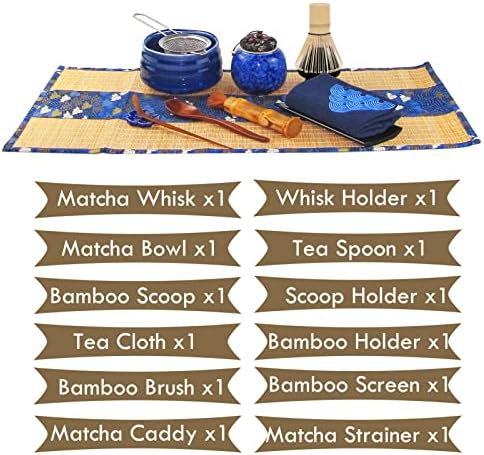 Artcome 12Pcs Japanese Matcha Tea Set - Bowl, Bamboo Whisk, Holder, Brush and Screen - Handmade Ceremony Kit for Traditional Tea Ceremony - Image 2