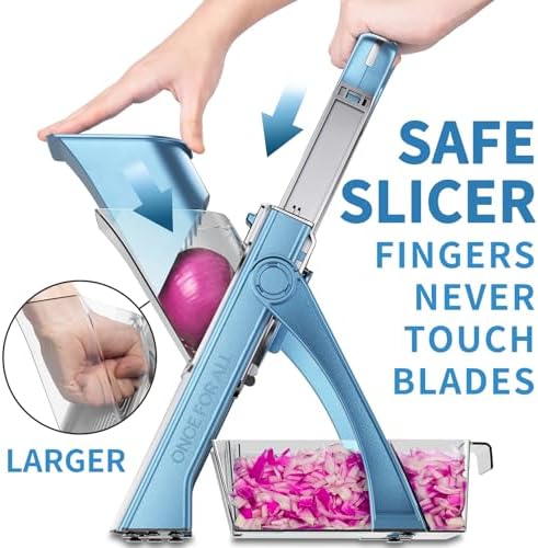 ONCE FOR ALL Upgrade Safe Mandoline Slicer Plus, Bigger Size, SkyBlue - Image 2