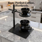 Adjustable Pour Over Coffee Stand, Alloy Home Coffee Dripper Holder, 3 inch Circular Ring, Height Adjustable for Conical Glass Filter Cup, Solid Base with Non-Slip Mat, 9.6 x 7.1 x 5.9 in - Image 3