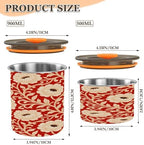 Red Peony Flowers Designed Food Storage Containers With Lids Stainless Steel Containers For Pantry Button Opening Canisters For Cereal - Image 3
