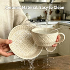 Cappuccino Cups with Saucers, 10 oz Ceramic, Set of 4 - Image 6