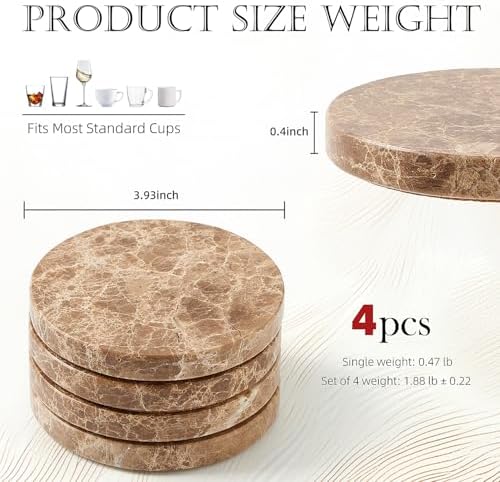 Natural Marble Serving Tray (9.8x4.7 Inch) & Marble 4 Coasters Set - Elegant Table Decor for Living Room and Coffee Table, Modern Home Accessories, Gift for Housewarming - Image 2