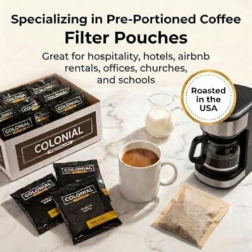 Colonial Coffee Dark Roast Hotel Filter Packs, 0.5oz, 150 Ct - Image 4