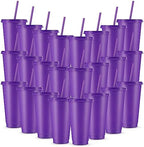 Amyhill 24 Pcs 24 oz Reusable Cups with Lids and Straws, Purple by Amyhill
